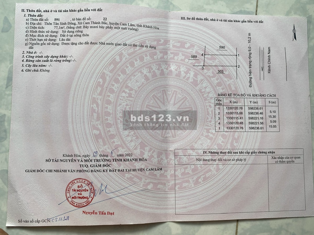 Bán đất Cam Thành Bắc đường 22m cách đường Đồng Bà Thìn 100m full thổ giá chỉ 1 tỷ 50tr