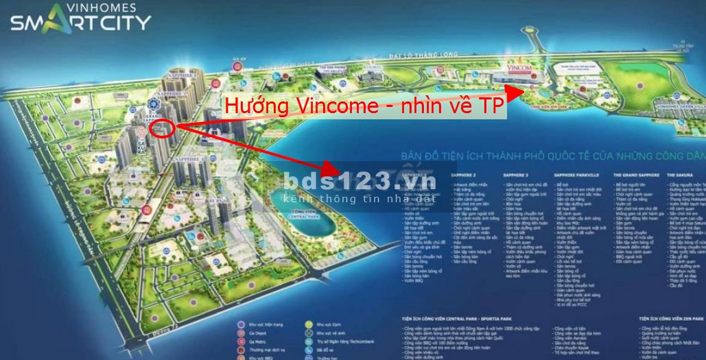 Bán căn hộ 3 ngủ 90m2 hướng Đông Nam, view rộng Vinhomes Smart City giá 3.8 tỷ