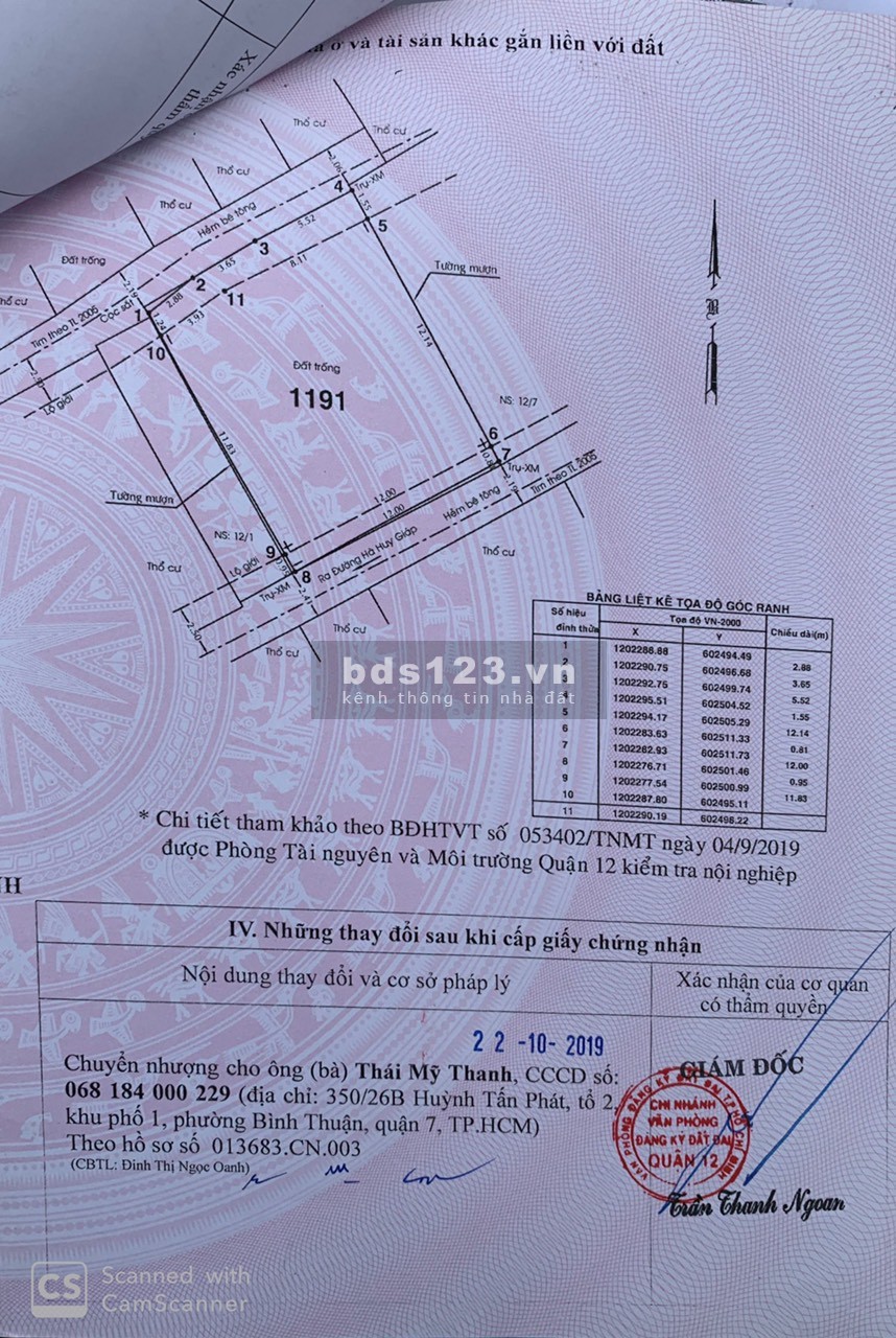 Cần Bán lô đất mặt tiền nội bộ Phường Thạnh Lộc, Quận 12 full thổ cư giá đầu tư