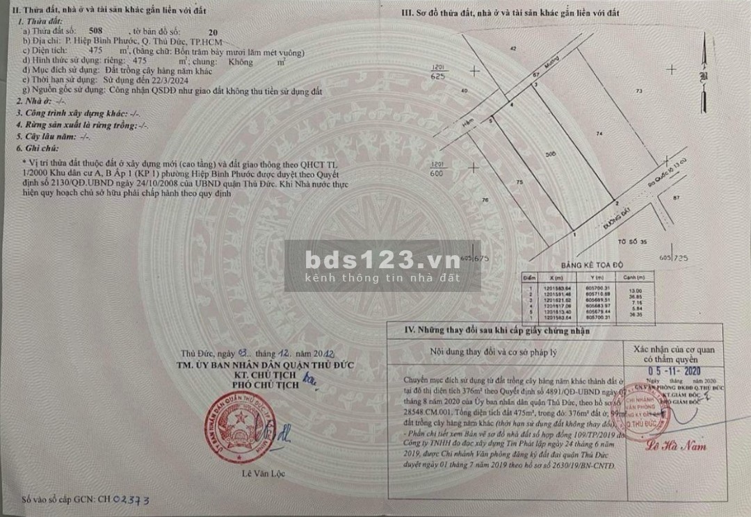 Cần Bán nền đất Mặt tiền Đường số 21, phường Hiệp Bình Phước, Thủ Đức