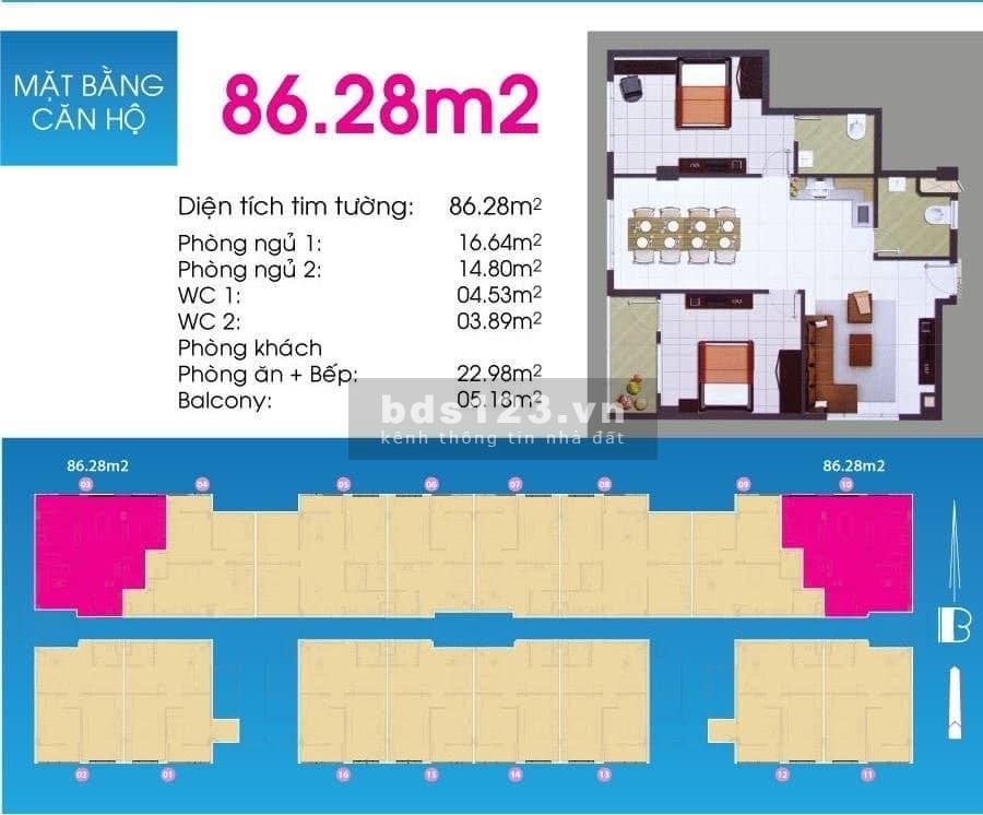 Cần bán căn hộ chung cư Hiệp Thành Building, quận 12, Gò Vấp, dt 86m2 giá chỉ 2.08 tỷ.lh 0931337445