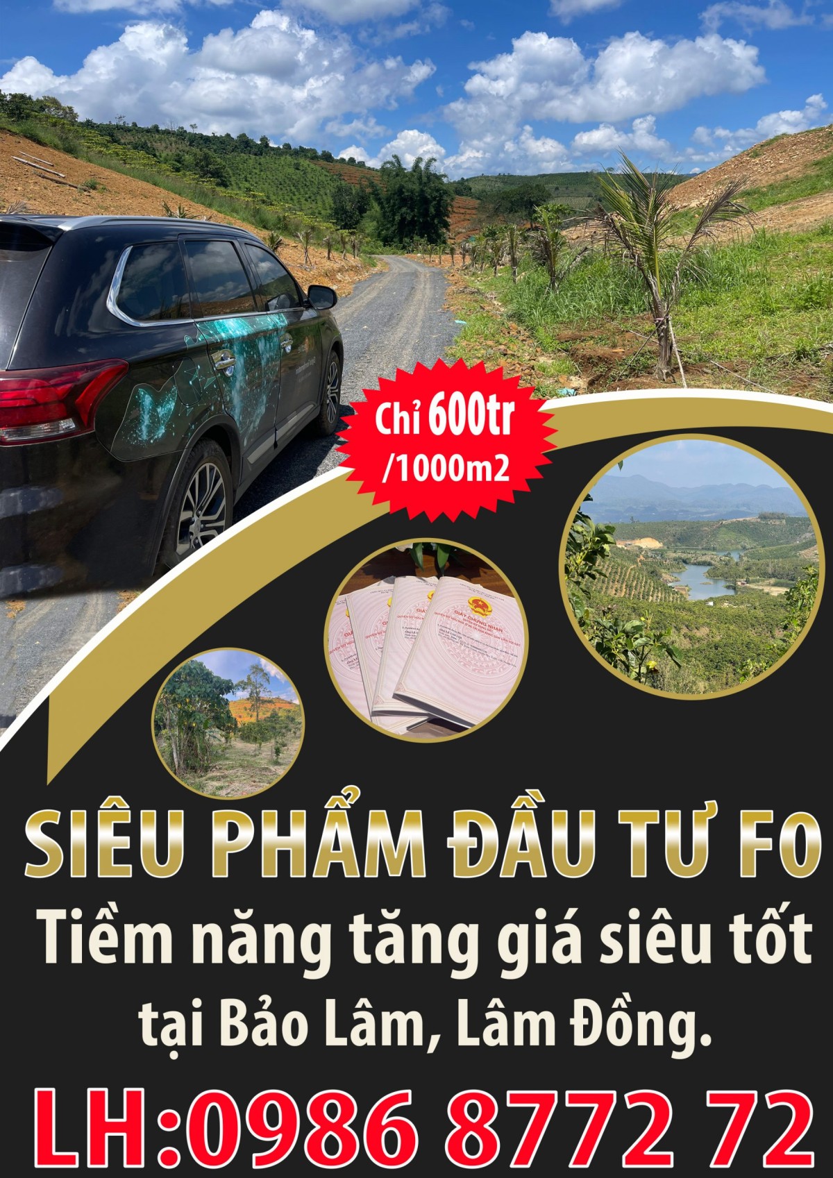 Siêu phẩm đầu tư F0, tiềm năng tăng giá siêu tốt tại Bảo Lâm, Lâm Đồng. 1 lô chỉ từ 600 triệu/1000m2