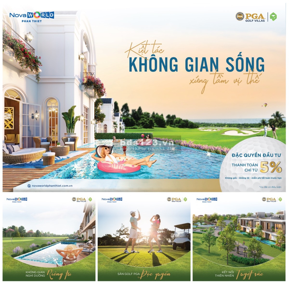 Sở hữu căn biệt thự hạng sang trong lòng sân PGA golf tại Siêu thành phố biển Novaworld Phan Thiết.
