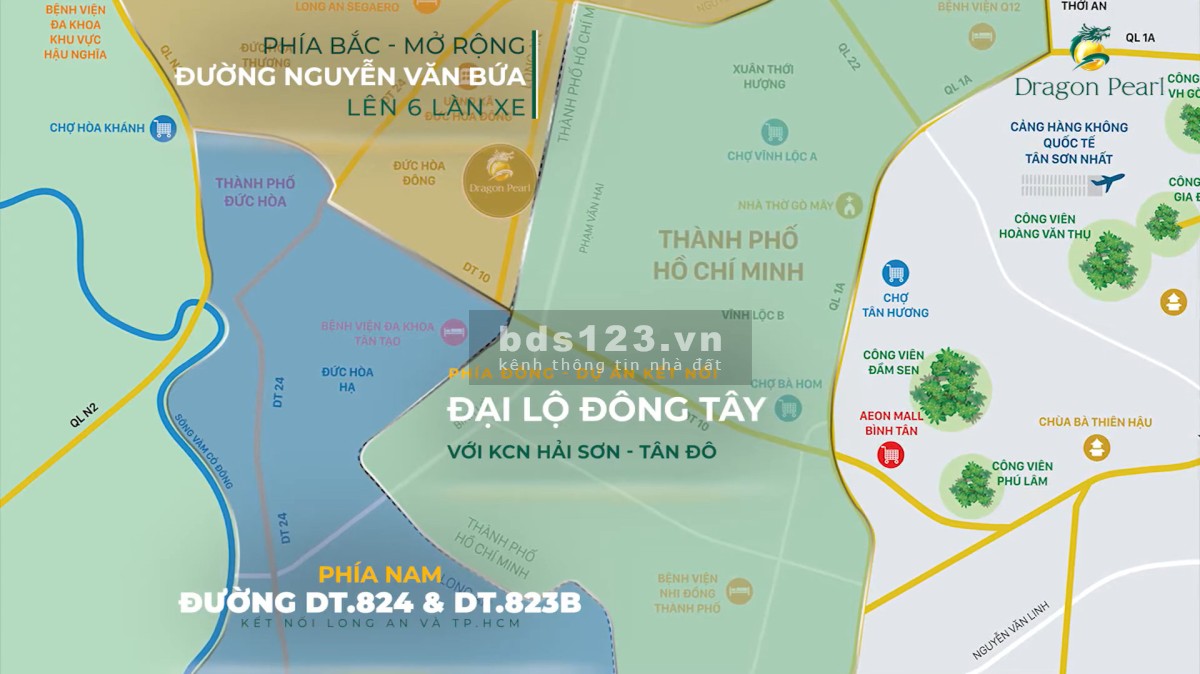 Bán đất nền KDC Đức Hoà Đông 3 mặt tiền lớn ĐT 822D + Tỉnh lộ 10 + ĐT 823B