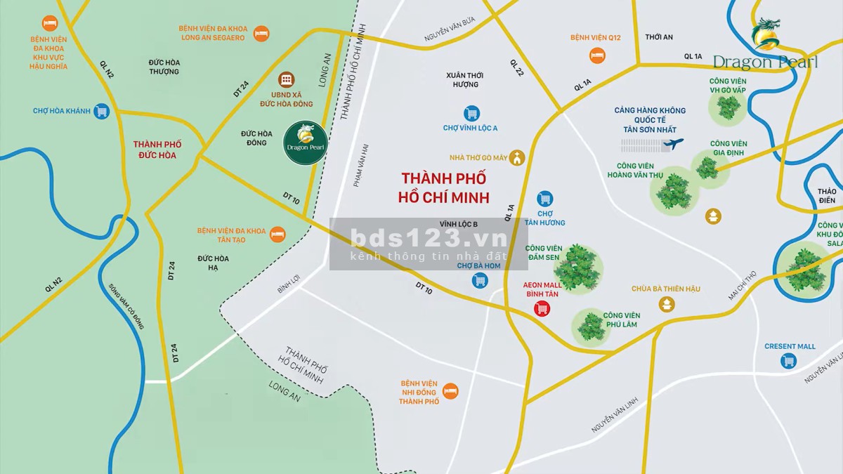 Bán đất nền KDC Đức Hoà Đông 3 mặt tiền lớn ĐT 822D + Tỉnh lộ 10 + ĐT 823B