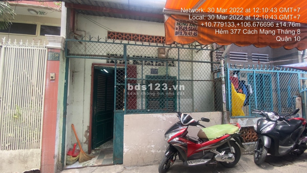 Bán nhà 377/48 Quận 10 hướng Đông Nam 2 mặt tiền hẻm hướng ra Cách Mạng Tháng 8