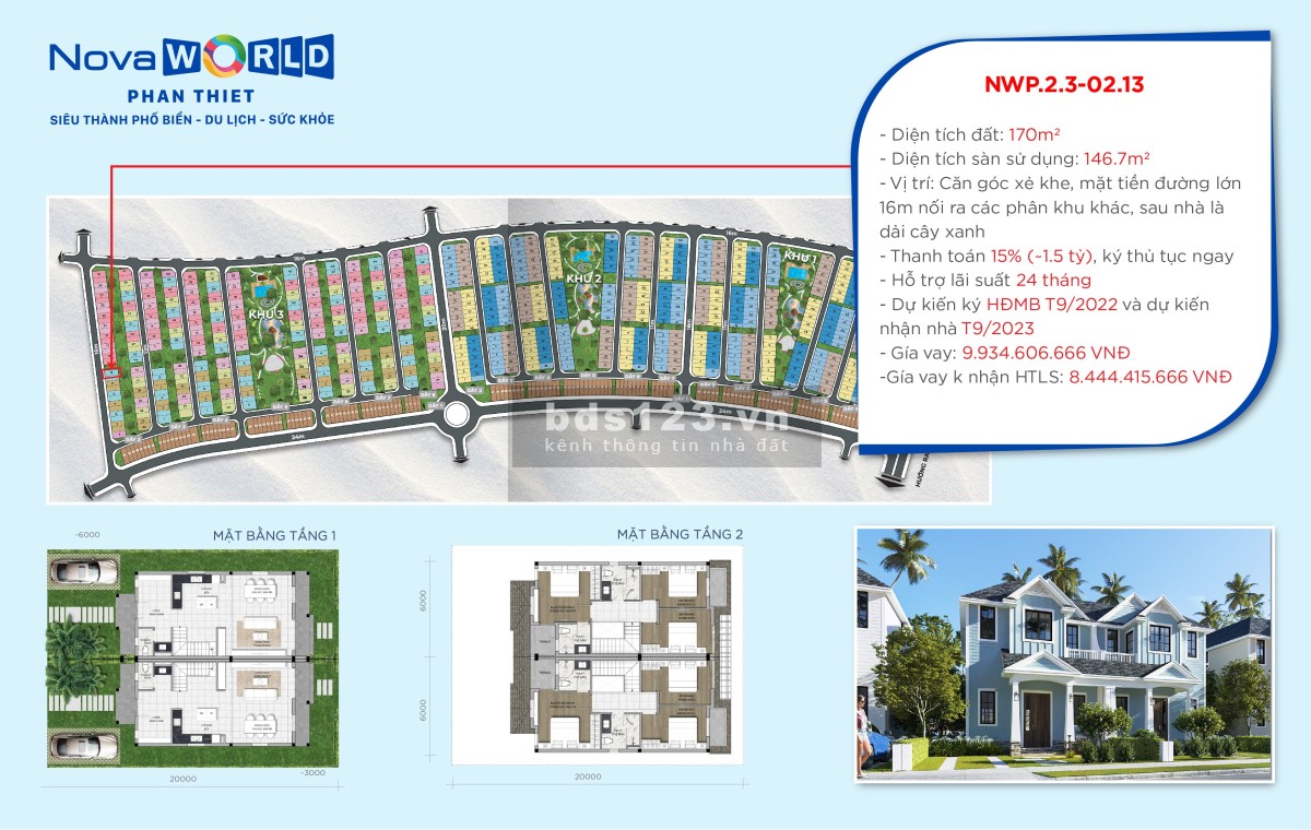 Siêu hót chỉ nhỉnh 8tỷ-FLORIDA 2 biệt thự song lập vị trí căn góc xẻ khe tại Novaworld Phan Thiết.