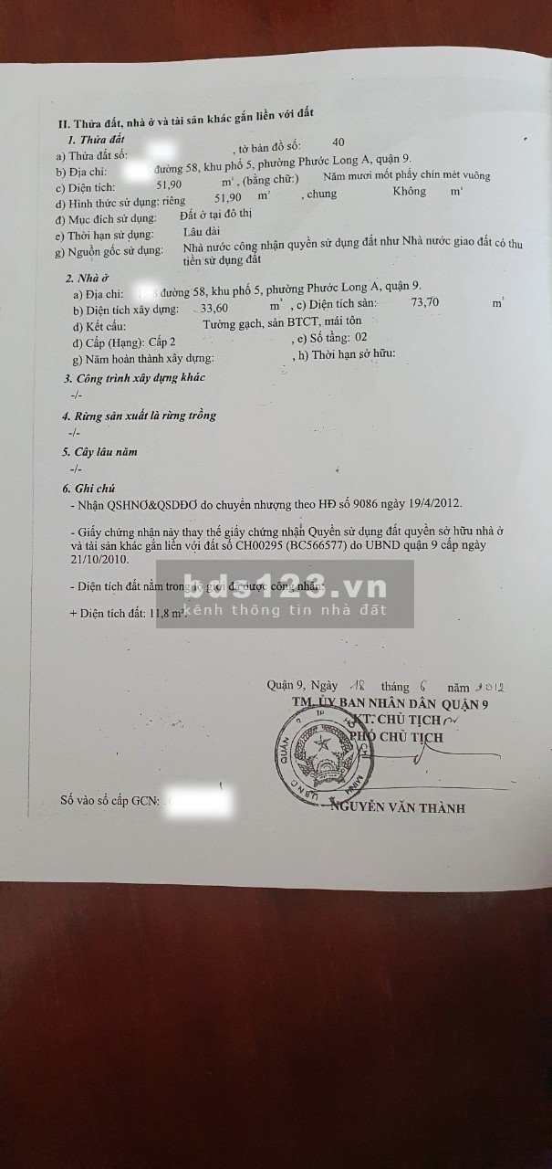 Bán nhà Đỗ Xuân Hợp Đ58 Thành Phố Thủ Đức ( Quận 9), Giá rẻ, 52m2, 2 tầng, Nhỉnh 3 tỷ
