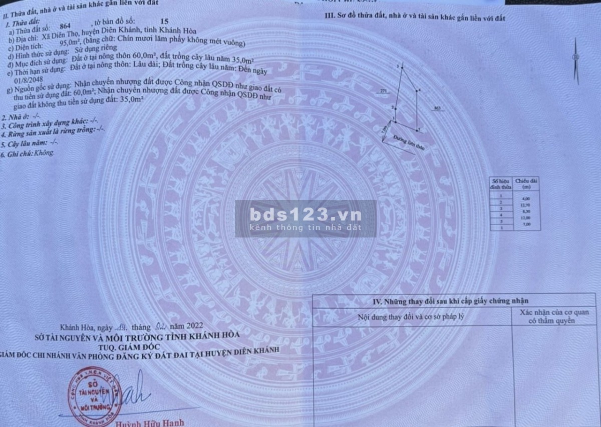 Đất + nhà cấp 4 khá mới diện tích 95m2) giá chỉ 750 triệu liên hệ 0974677877