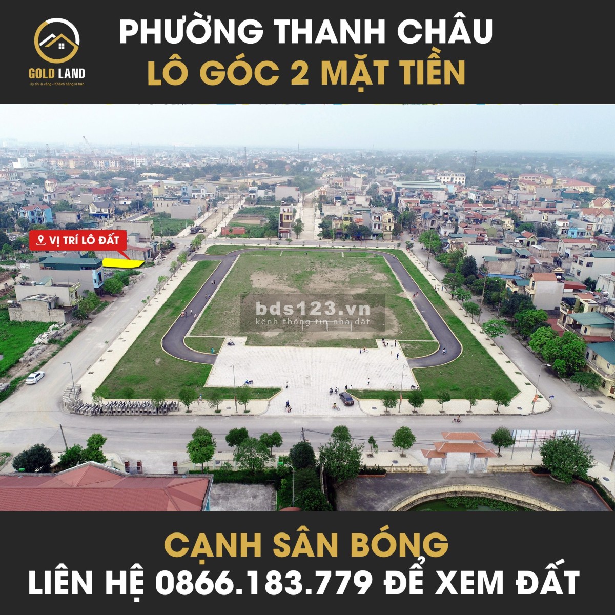 Bán lô góc siêu vip mặt sân bóng Thanh Châu, hướng Nam thoáng mát