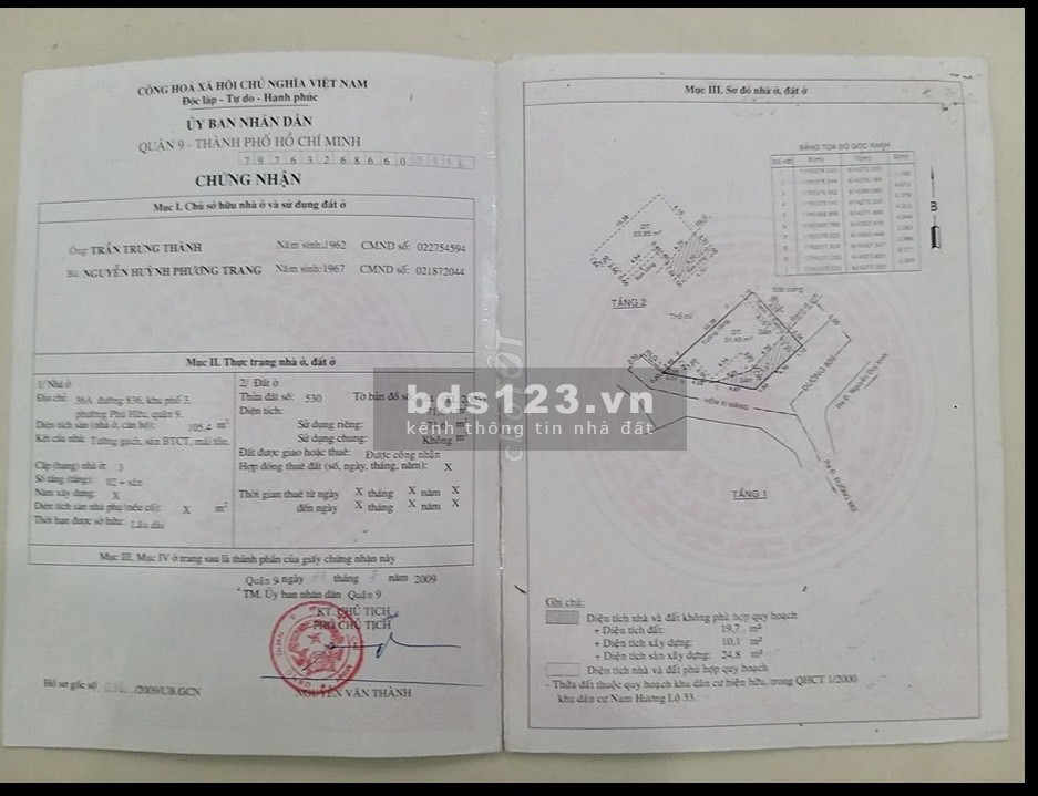 Nhà mặt tiền 2 tầng đường 836 Phú Hữu Q.9 trong khu nội bộ yên tĩnh