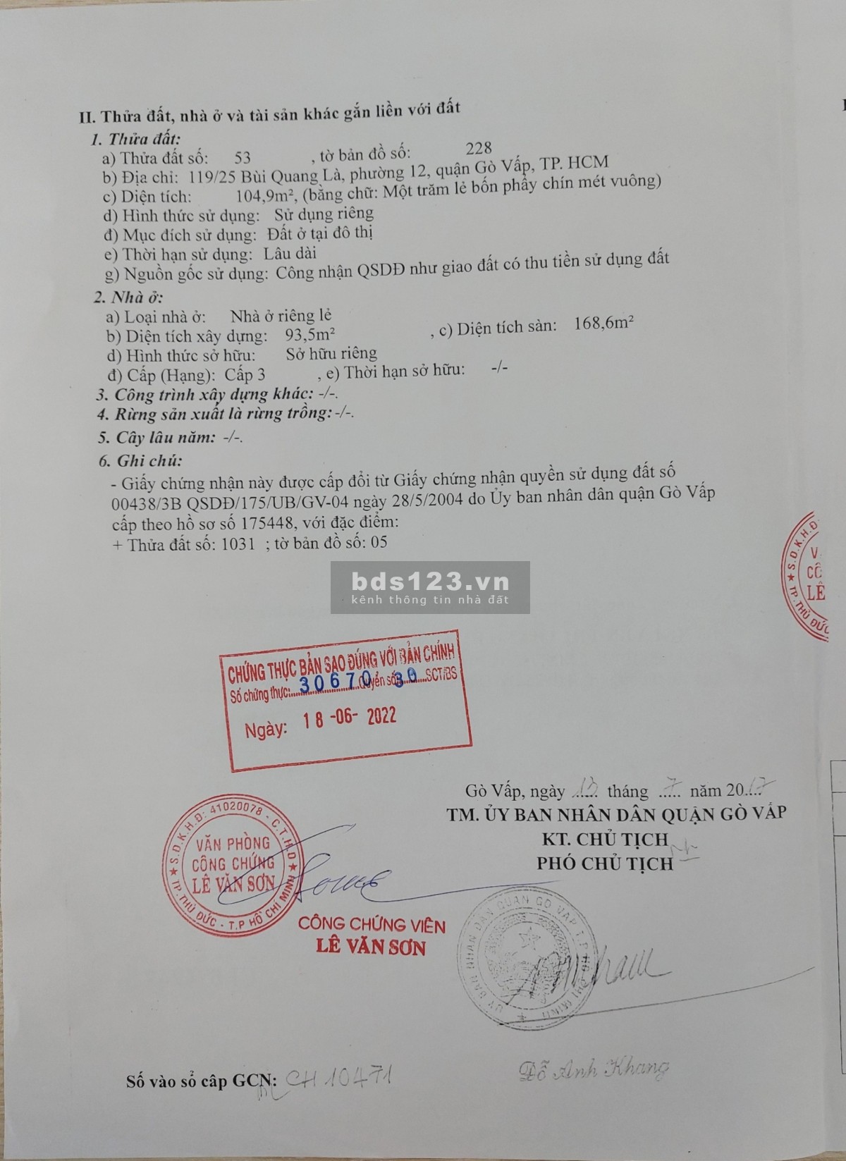 Chính chủ kẹt tiền Cần Bán Gấp Nhà số 119/25 đường Bùi Quang Là, Phường 12, Gò Vấp