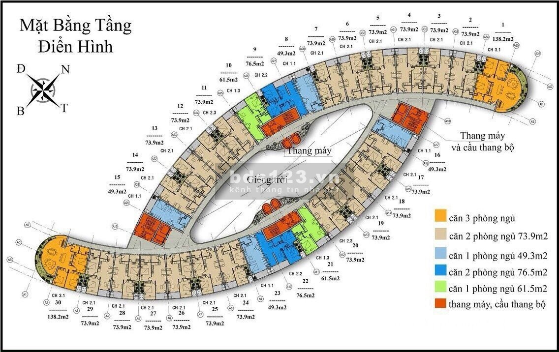 Bán căn hộ 2 phòng ngủ tầng cao, view biển 74m2 chỉ 2,5 tỷ