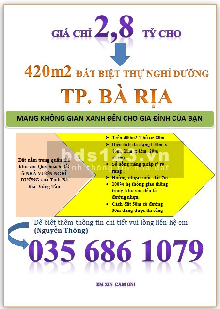 Đất chính chủ mặt tiền lớn tại xã Long Phước thành phố Bà Rịa Vũng Tàu giá đầu tư siêu lợi nhuận
