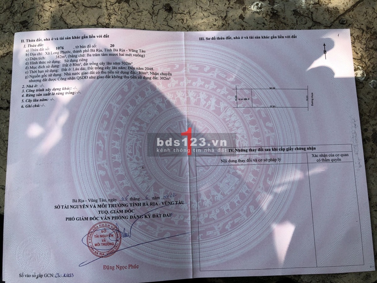 Đất chính chủ mặt tiền lớn tại xã Long Phước thành phố Bà Rịa Vũng Tàu giá đầu tư siêu lợi nhuận