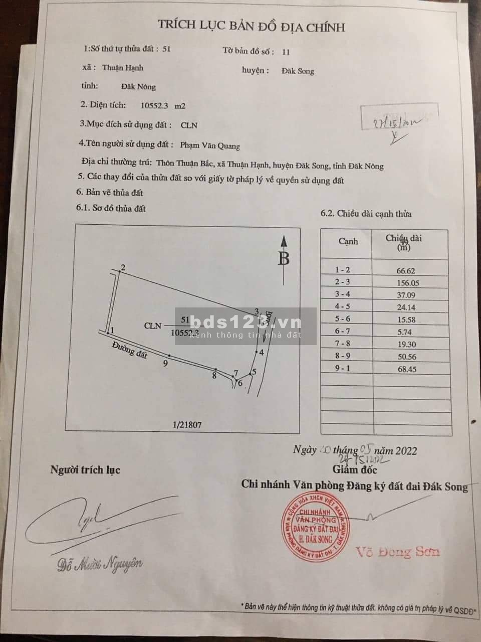 Cần bán 1ha đất tại Đắk Nông, 2 mặt đường thể hiện trên sổ, giá bán 1 tỷ