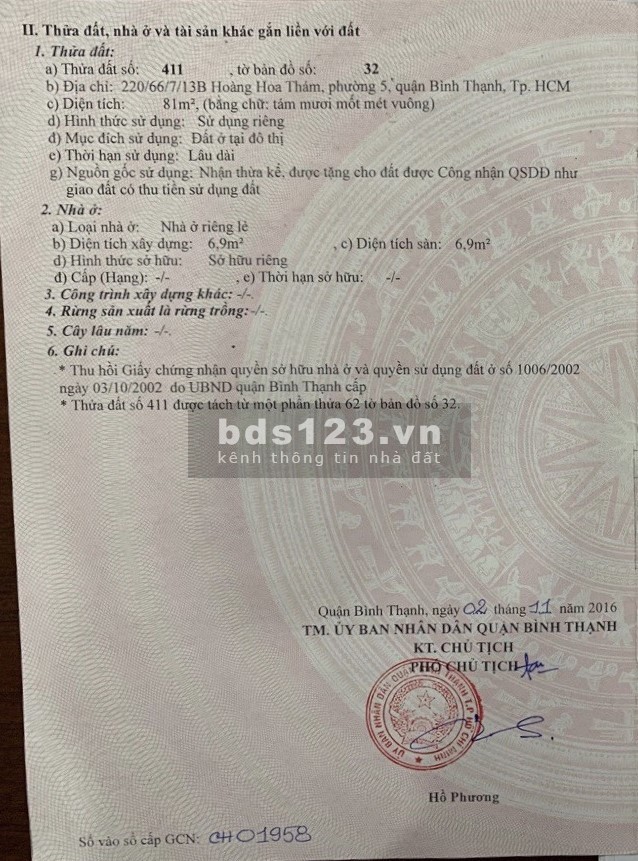 Cần Bán Nhà 220/66/7/13B Hoàng Hoa Thám, Phường 5, Quận Bình Thạnh