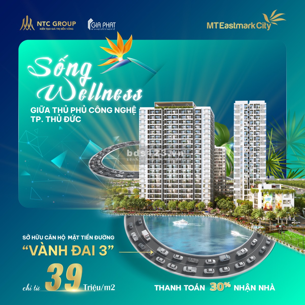 Bán căn hộ MT Eastmark City 2pn - 73.39m2 giáp 3 mặt tiền lớn view sông nội khu cực thoáng mát