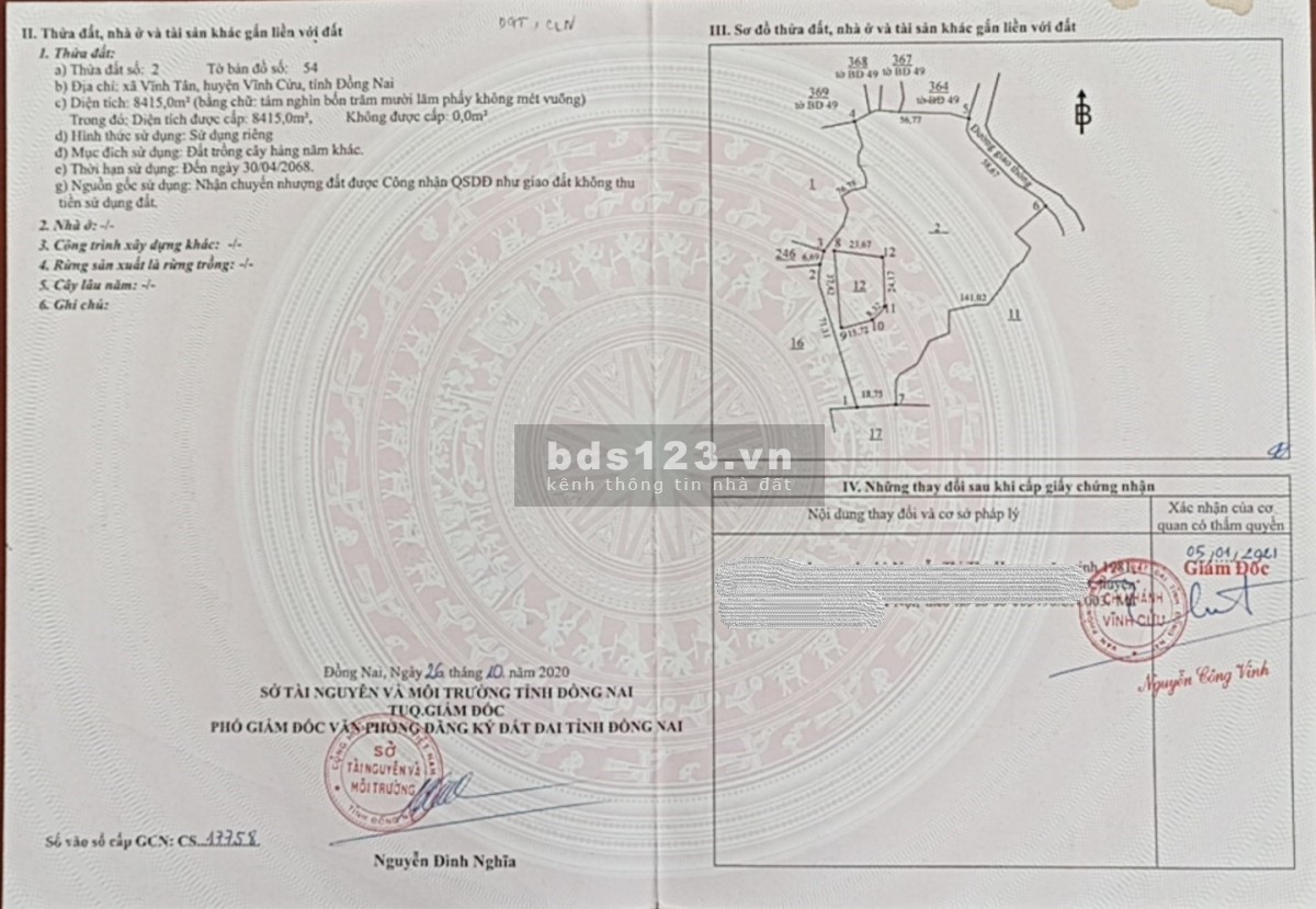 Bán khu nhà vườn nghỉ dưỡng 9.137m2 giá 9,1 tỷ tại xã Vĩnh Tân, huyện Vĩnh Cửu