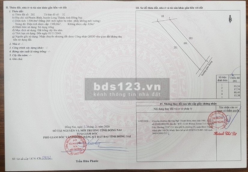 Cần bán đất ở Phước Bình Long Thành Đồng Nai, LH chính chủ 0983387247