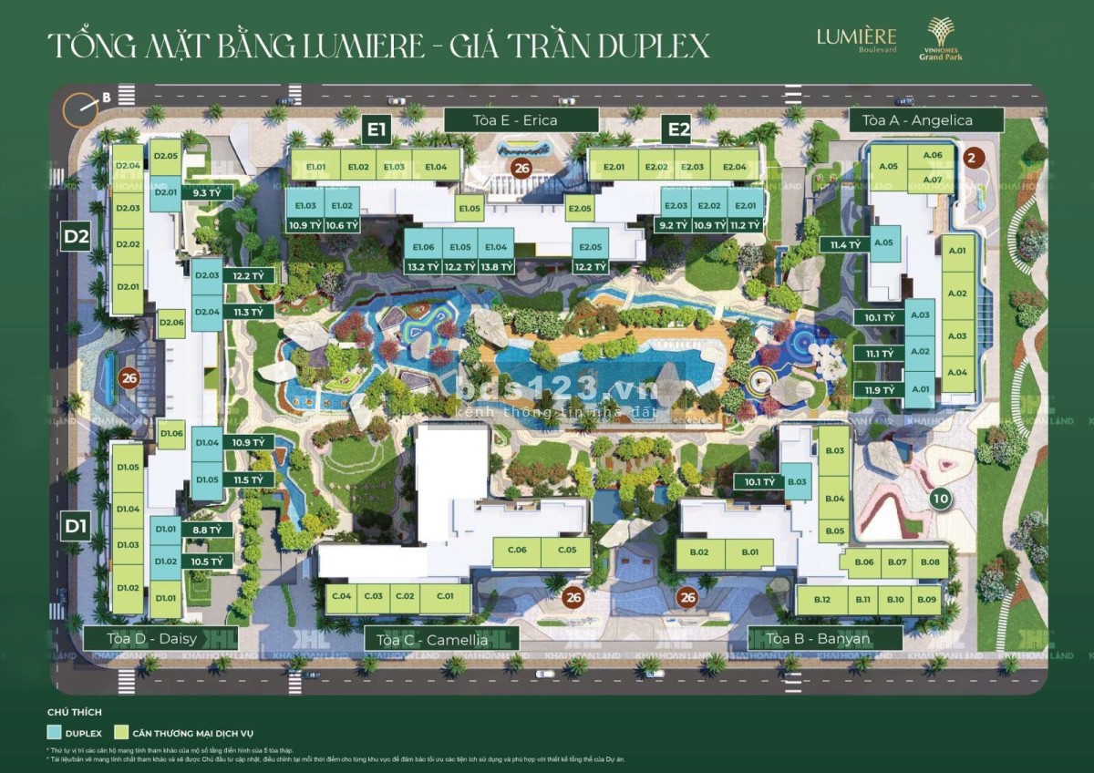 Chiết khấu đến 10% mua Lumiere Boulevard. Free 3 năm phí quản lý diện tích 50 tr/m2