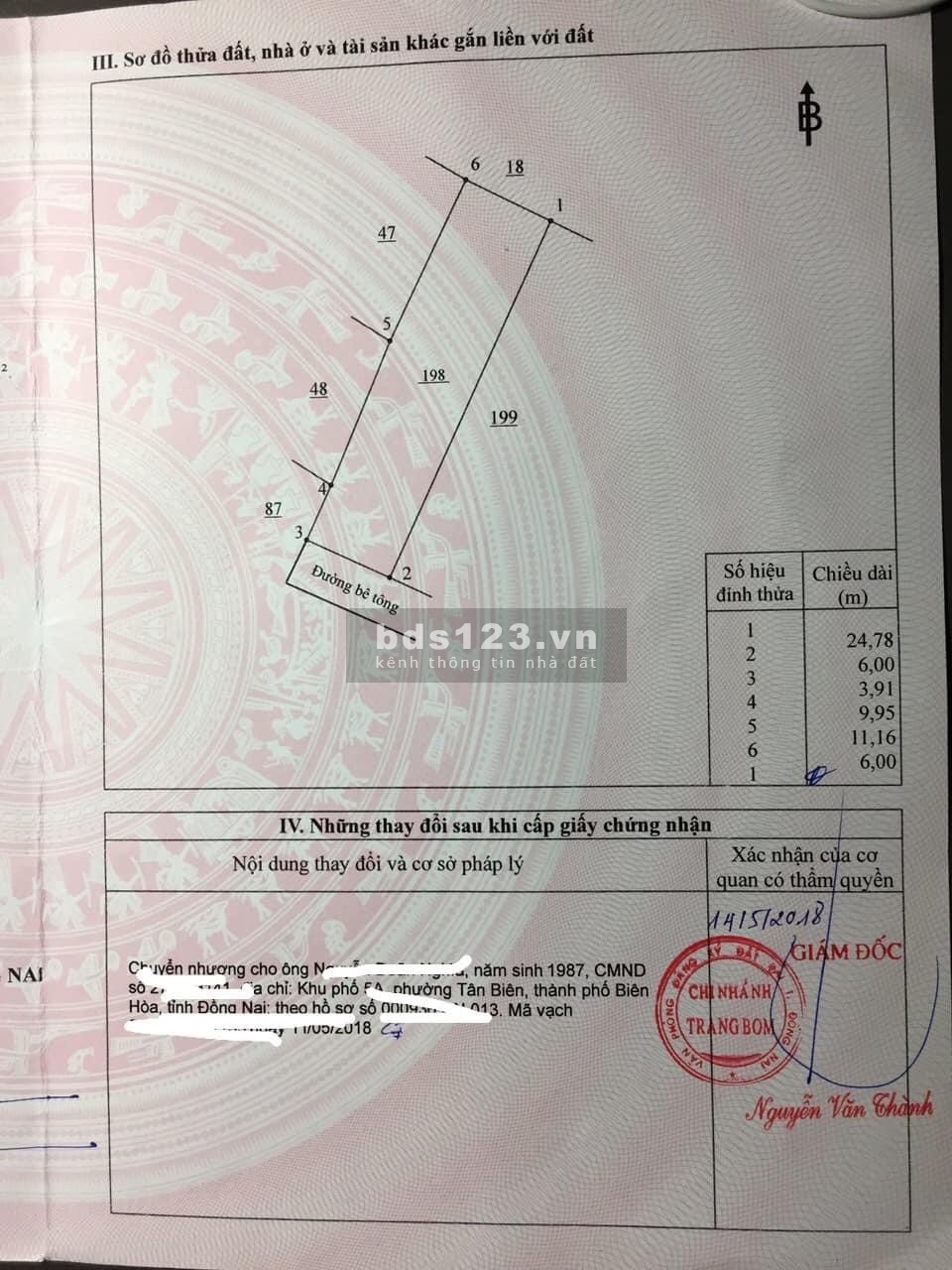 Đất Bắc Sơn có sổ riêng 152 mét vuông, thổ cư liên hệ 0919341466