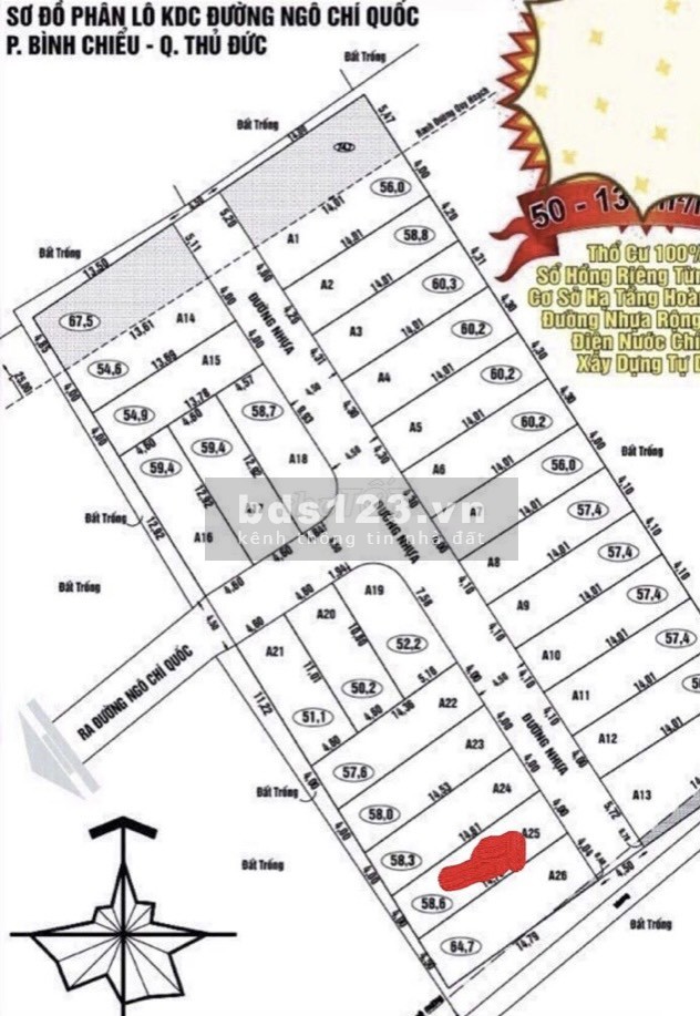 Chính chủ bán đất thổ cư hẻm xe hơi Ngô Chí Quốc Thủ Đức liên hệ 0903117266