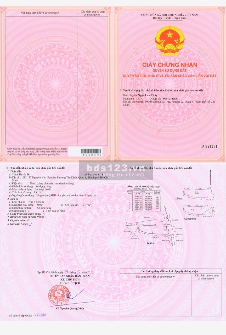 Chính chủ nhà Tân Định Quận 1 tp.hcm khu dân trí cao giá tốt đầu tư