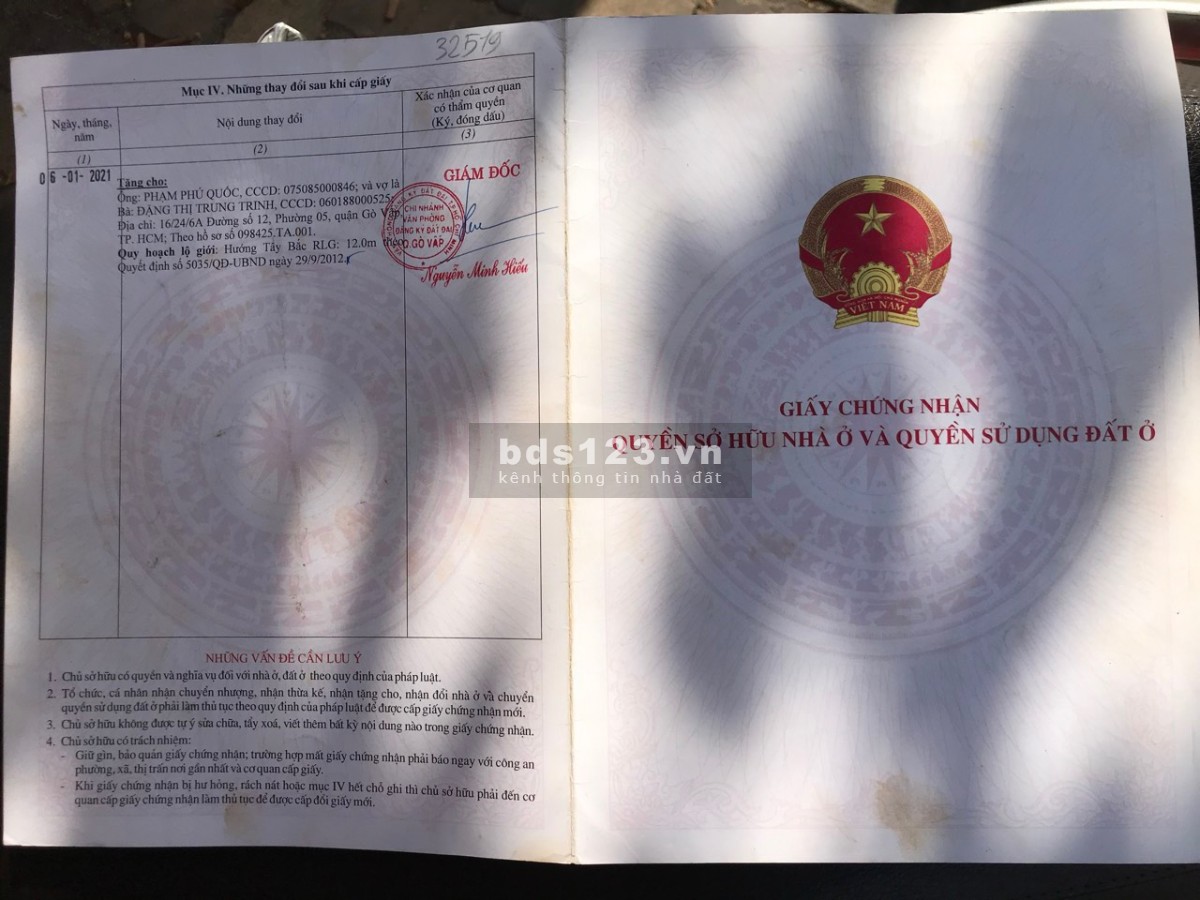 Bán nhà hẻm xe hơi 5m gần Đại Học Văn Lang Gò Vấp lh 0383496097