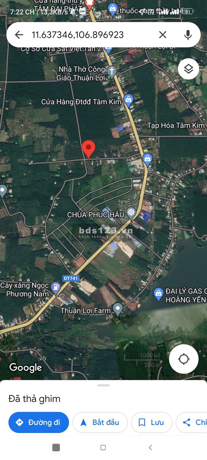 Cần bán gấp đất mặt tiền đường bê tông nhánh DT741 đi vào 400m giá F0