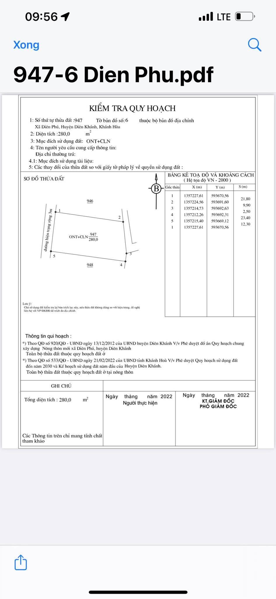 Bán lô đất Diên Phú -Diên Khánh giá rẽ nhất khu vực sát ql1a DT 12X23 lh e ngay 0362382209