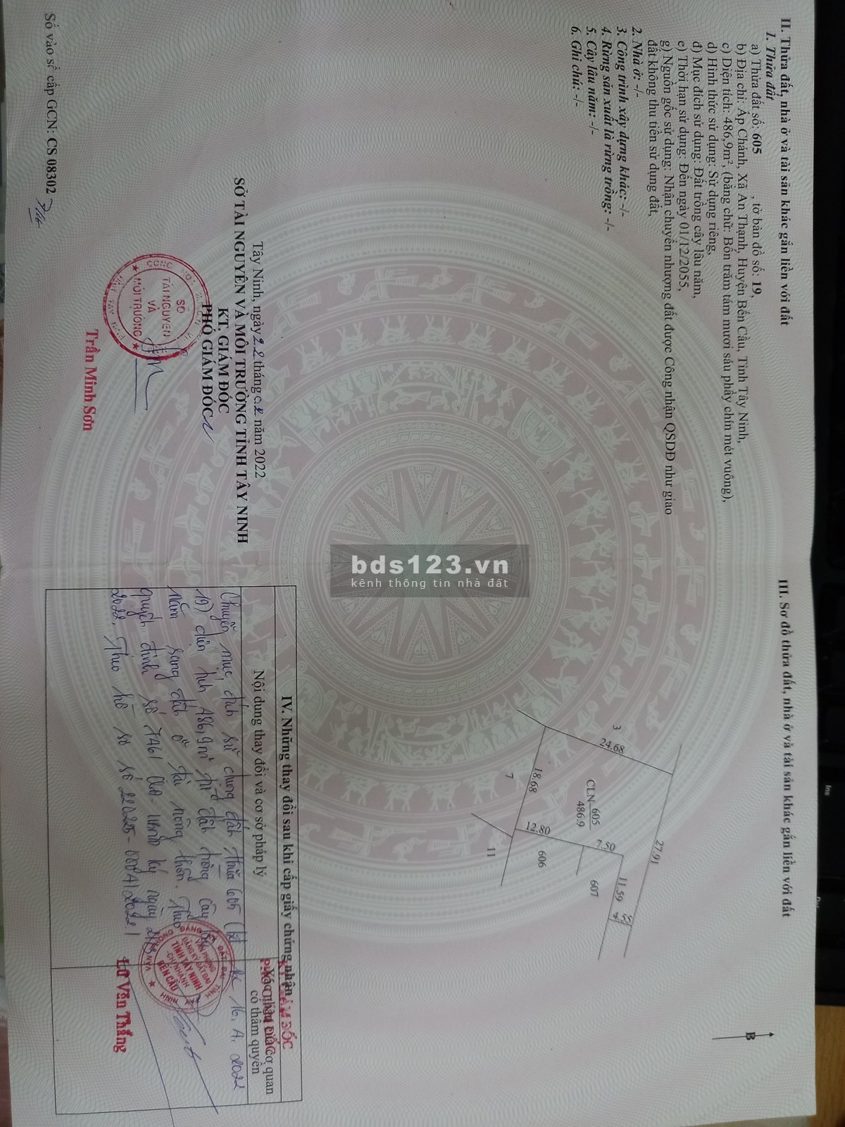 Bán đất ấp Chánh, xã An Thạnh, huyện Bến Vầu, tỉnh Tây Ninh lh 0368557265