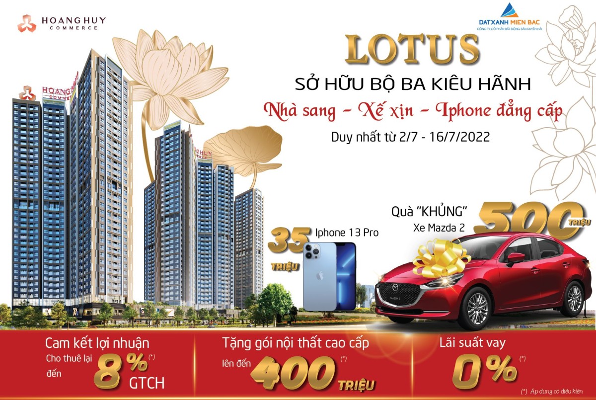 Tìm gấp chủ nhân cho CH 3PN tại tuyệt phẩm cánh Hoa Ven - Hoàng Huy Commerce
