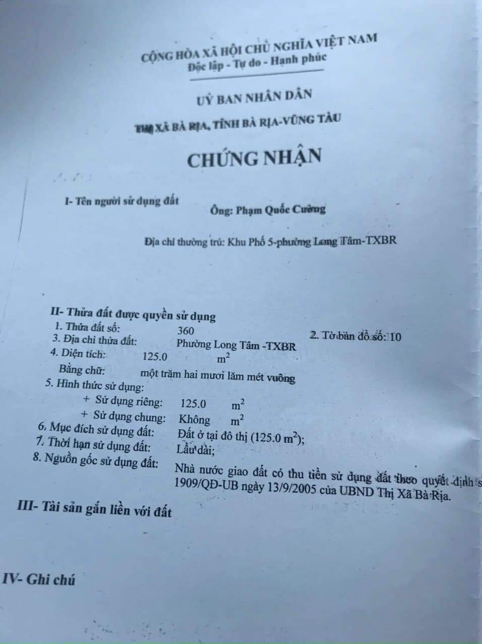 Bán nhà cấp 4 mặt tiền đường Thích Thiện Chiếu p. Long Tâm Bà Rịa giá đầu tư