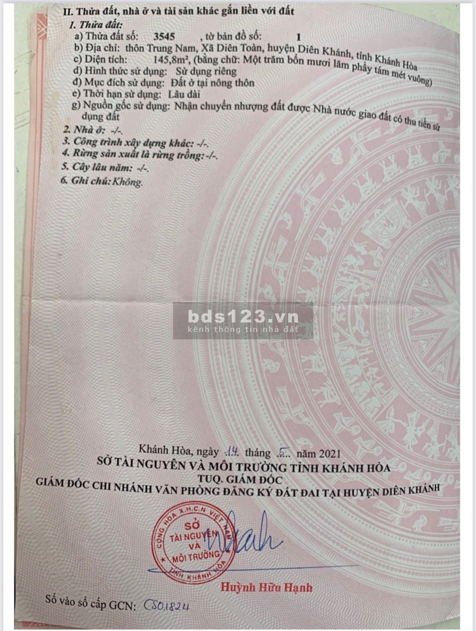 Bán đất full thổ cư Diên Toàn mặt đường 13m, giá đầu tư sinh lời khu dân cư