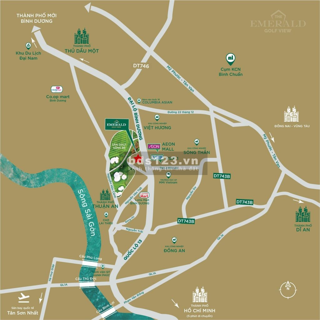 View đẹp: View Sân Golf Sông Bé. Bàn giao Khoá điện từ, tủ bếp, bếp điện từ, sàn gạch, sàn gỗ
