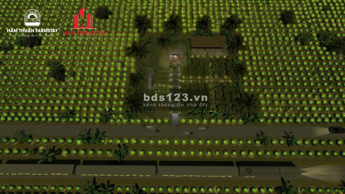 Hàm Thuận Farmstay mặt tiền đường lớn, giá 300 nghìn/m2, sổ sẵn chính chủ