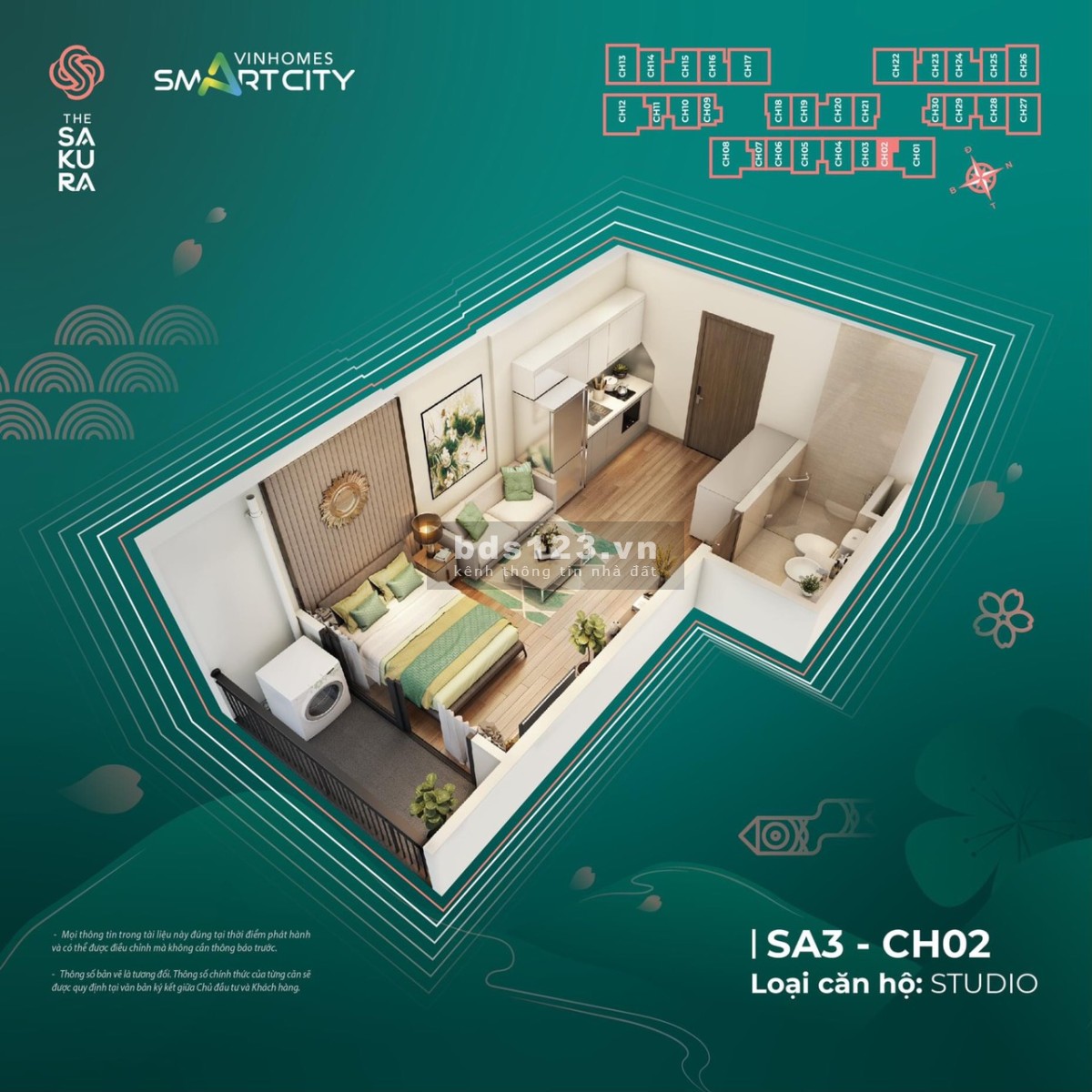 Bán căn hộ Studio view nội khu sa3 Vinhomes Smart City giá bán 1.2 tỷ