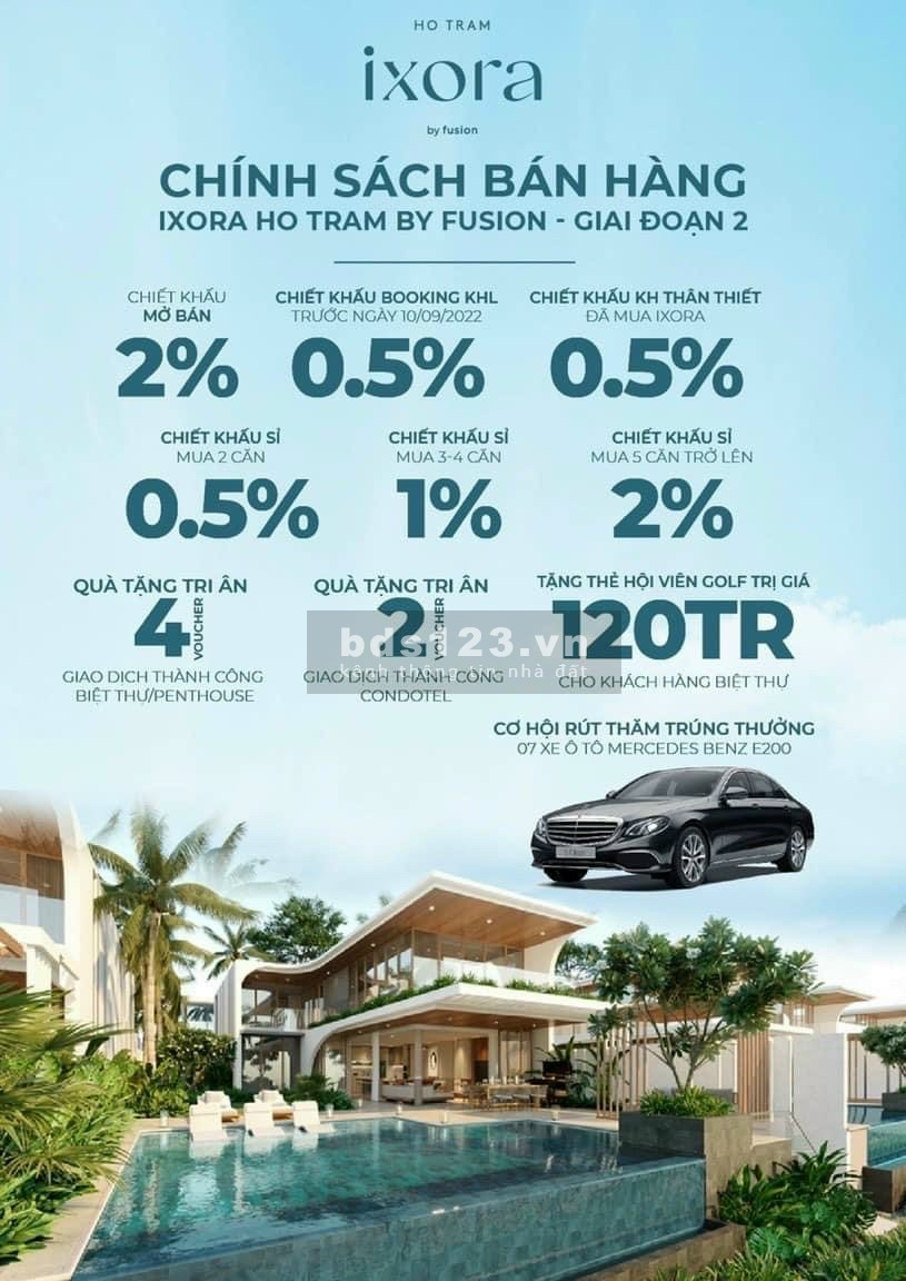 Condotel Hồ Tràm, Trực Diện Biển, diện tích 57m2 chỉ 2tỷ6 Thu về 180tr/năm