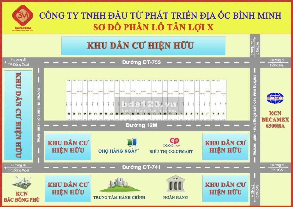 Bán đất xào gần KCN Becamex Tân Lợi Đồng Phú ngân hàng hỗ trợ vay