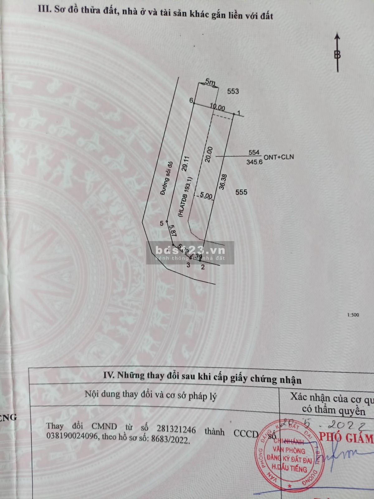 Bán gấp thu hồi vốn lô đất Dầu Tiếng sau chợ Thái Bình xã Minh Thạnh 10x36+100tc chỉ 890tr