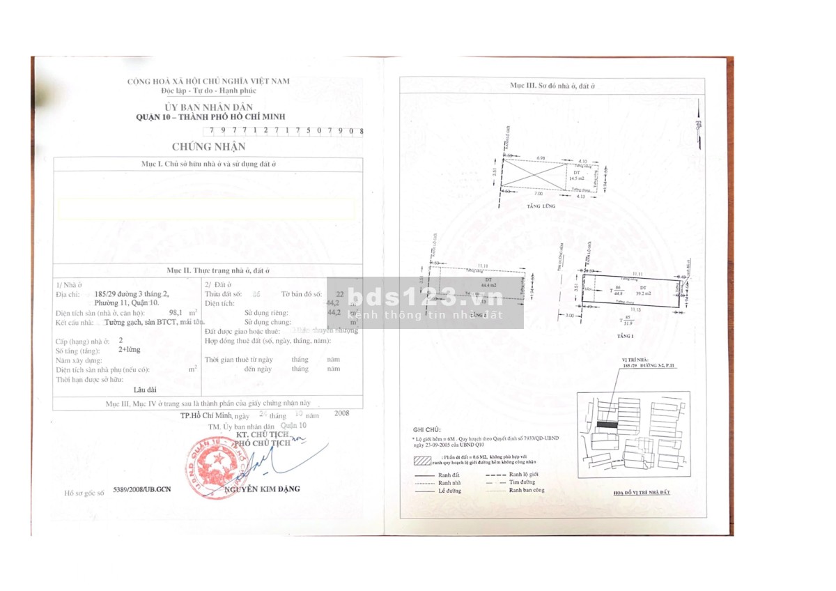 Bán nhà HXH 6m 185/29 Đường 3/2, P11, Quận 10, TP.HCM, nhà chính chủ giá 8,2 tỷ đồng