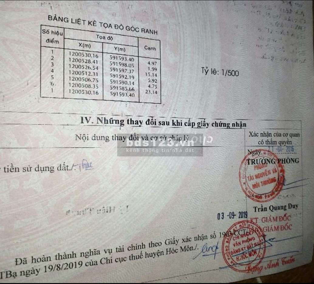 Bán đất thổ cư mặt tiền đường XTT622 vị trí rất đẹp chính chủ có sổ hồng