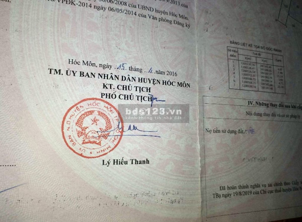 Bán đất thổ cư mặt tiền đường XTT622 vị trí rất đẹp chính chủ có sổ hồng