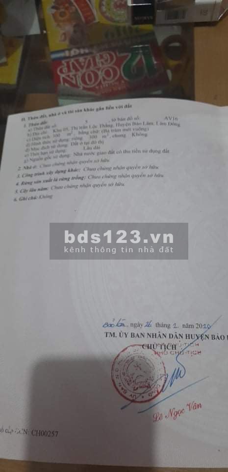 Bán đất nền ngay trung tâm thị trấn Lộc Thắng, Bảo Lâm lh 0909370517