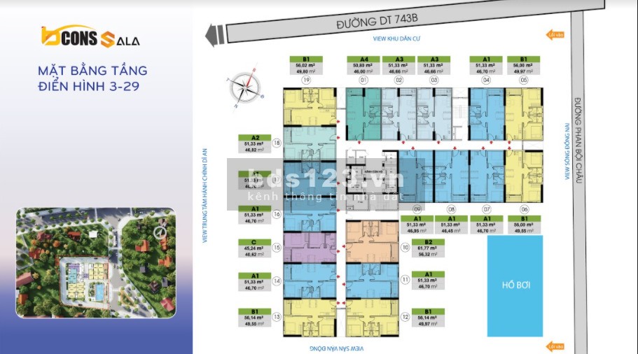 Cần bán căn hộ Bcons Sala Dĩ An, thanh toán 30% ngân hàng cho vay 70%, giá bán từ 1.4 tỷ