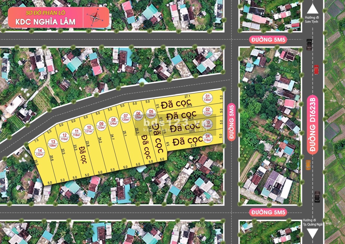 Còn 1 lô duy nhất đường rộng 5.5m, giá bán 325 triệu, bàn giao đủ sổ