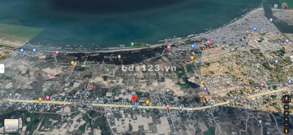 Đất thổ cư gần biển, SHR 116.3m2, Mặt tiền QL1A, ngay KDC Hòa Minh, 1,6 tỷ (còn TL)