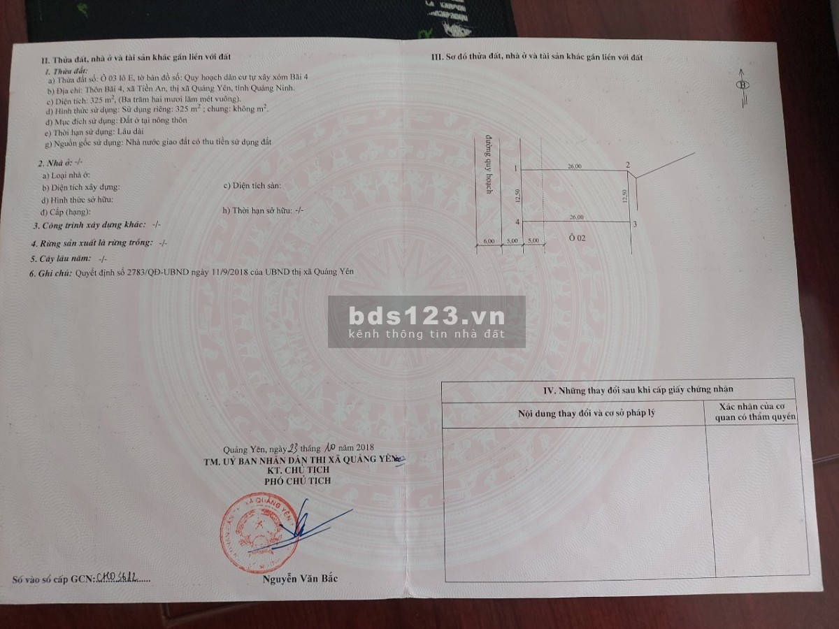 Chính chủ bán đất Quy hoạch Bãi 4 - Tiền An, Quảng Yên, giá đầu tư