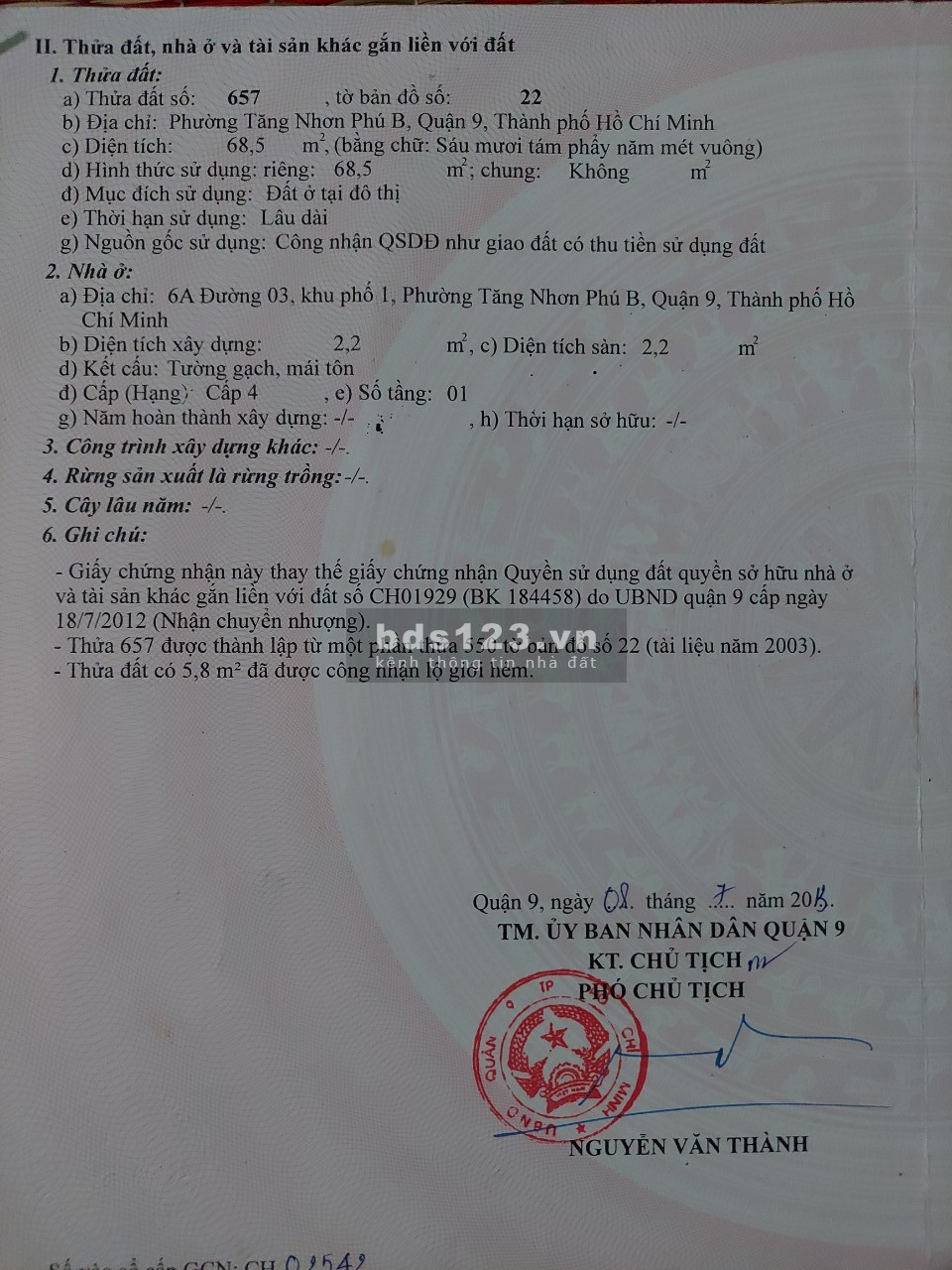 Bán nhà cấp 4 đường 3 quận 9 TP Thủ Đức nhà mới hẻm rộng